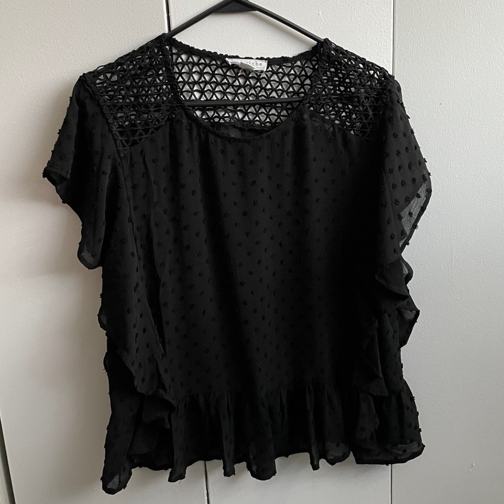 3/$30 Black stitch detail blouse